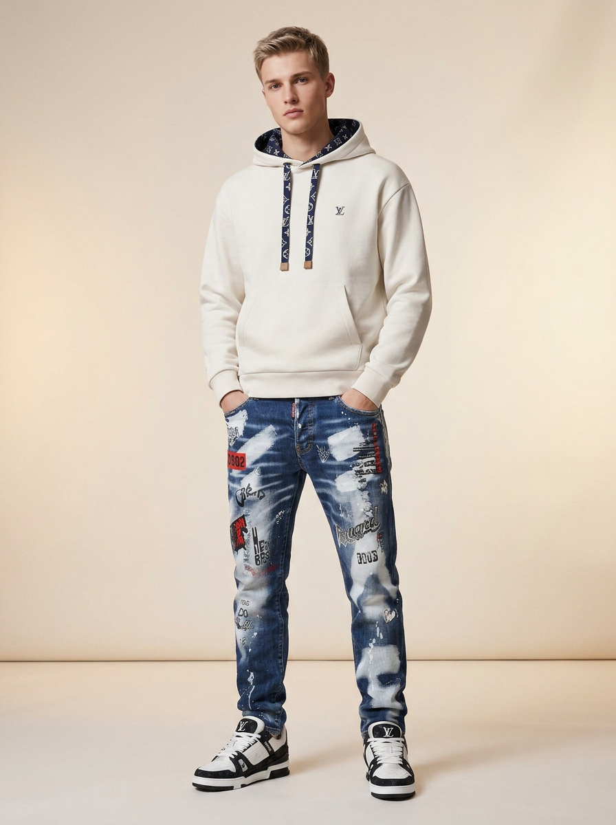 Modello AI con outfit Pastdrip